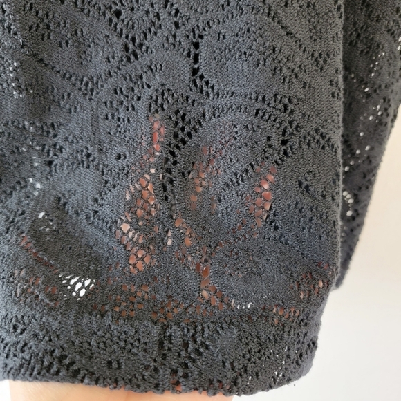 VTG 2Xs Black Y2K Lace Paisley Boxy Casual Top Sz S Whimsigoth Fairy Goth USA - Picture 6 of 11